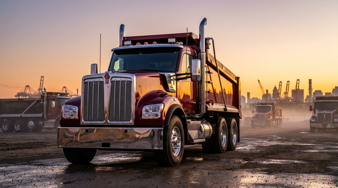 Heavy-duty dump truck operating at an active construction site